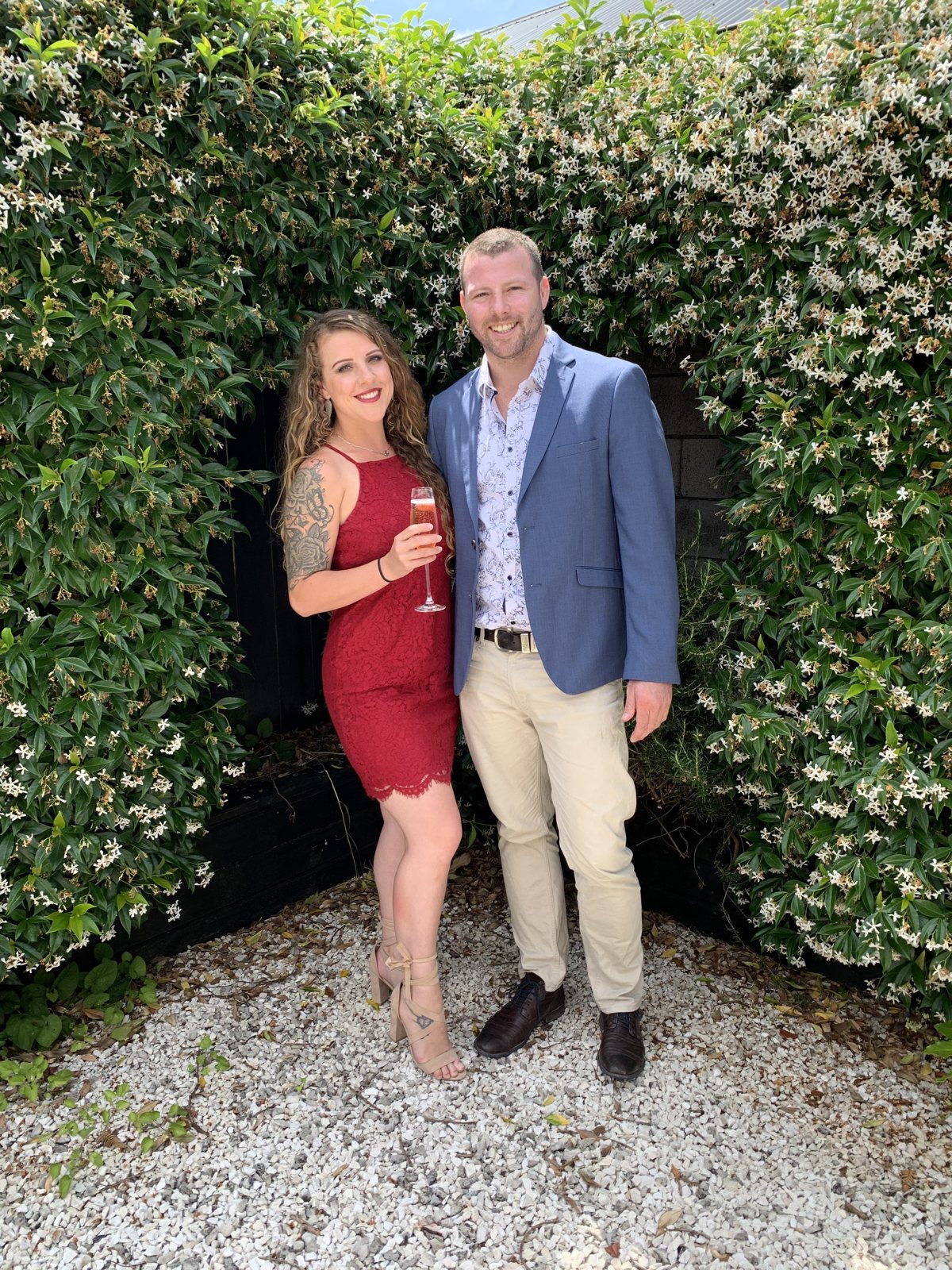 Alex and Dani dressed up for a night out